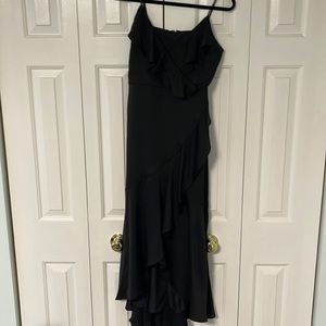 Black ruffle midi dress